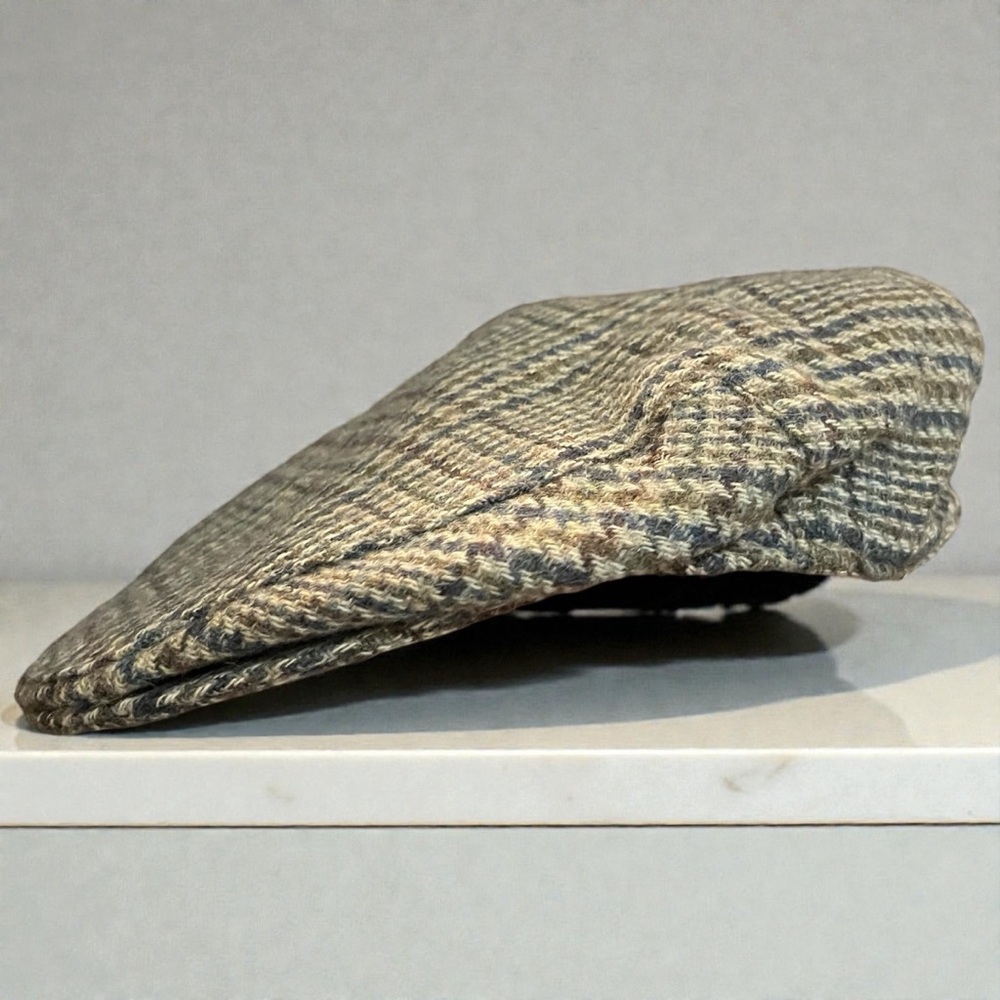 VTG Brooks Brothers Wool Glen Plaid Tweed Ivy French Flat Top Newsboy Cap Hat XL